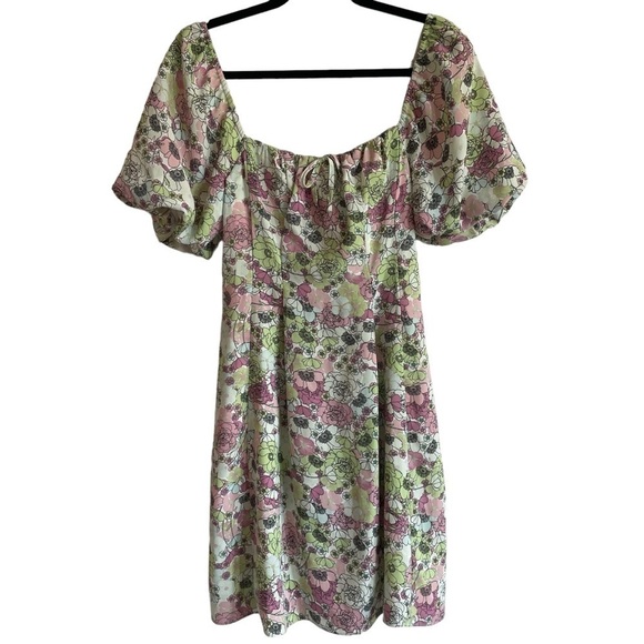 NWT BCBGeneration Color Garden Puff Sleeve Cottagecore Mini Dress, Size 2 - Picture 4 of 11